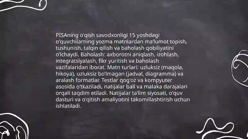 PISA-o'quvchilarni ta'limiy yutuqlarini baholash xalqaro dasturi 4