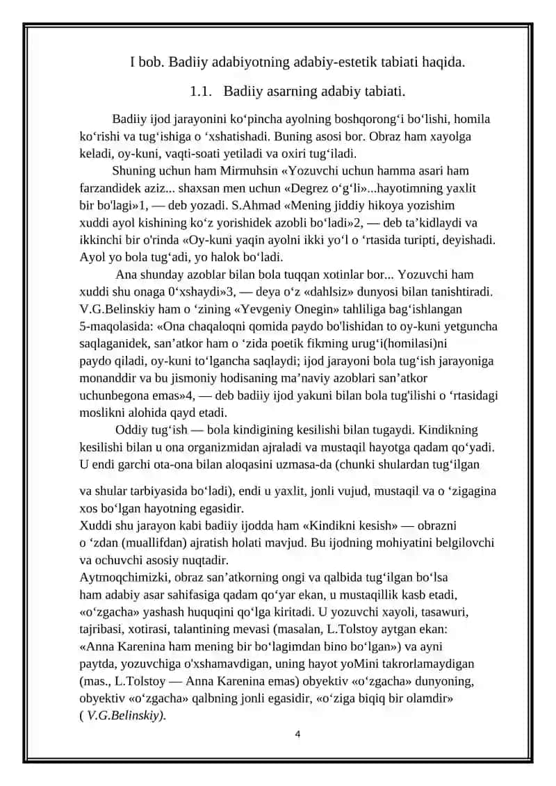 Adabiyotning adabiy –estetik tabiati 4