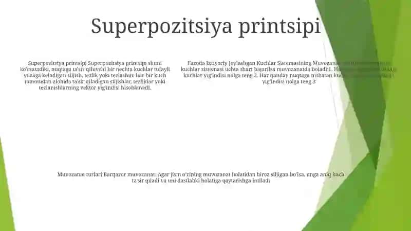 Fazoda Ixtiyoriy Joylashgan Kuchlar Sistemasining Muvozanat Shartlari 4