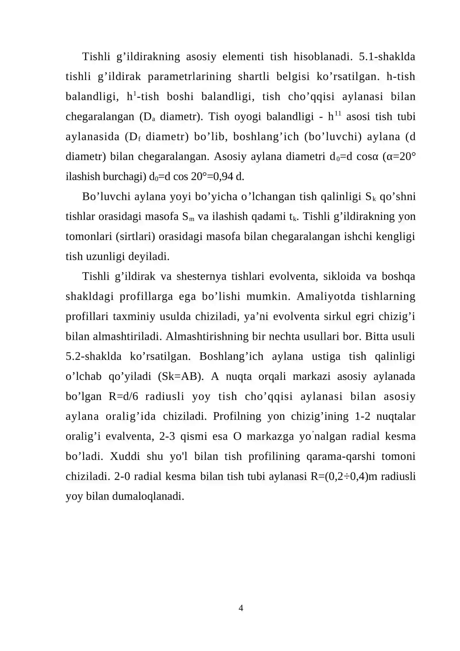 Tishli uzatmalar va uni texnikadagi o’rni 4