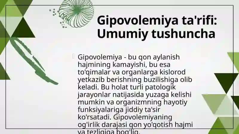 Patologik anatomiya. Gipovolemiyalarda qon aylanishining o'zgarishlari. 4