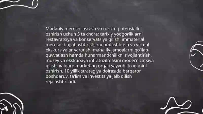 Oʻzbekistonda turizm salohiyatini rivojlantirish 4