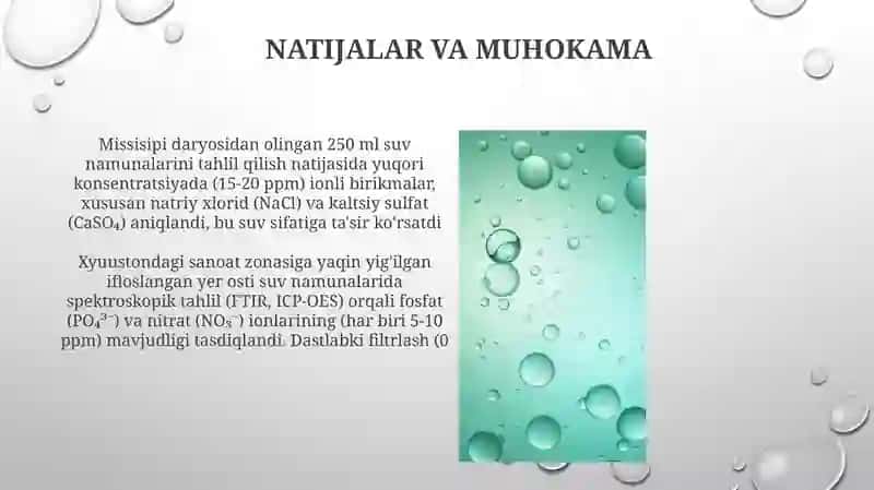 Suv namunalarida ionli birikmalarni aniqlash 4