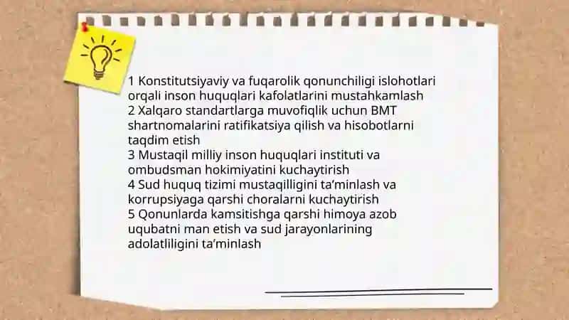 Yangi Oʻzbekistonda inson haq huquqlari va erkinliklari kafolatlarini yaratilishi 4