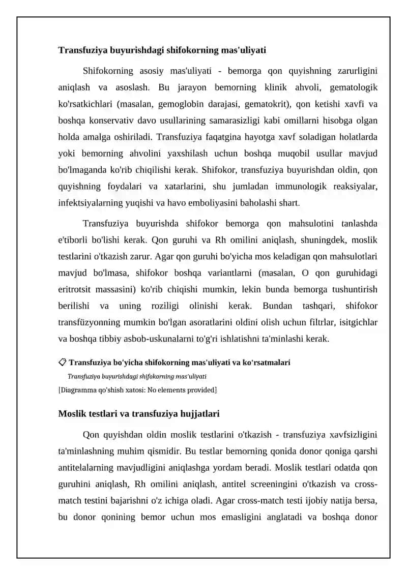 Qon quyish bo'yicha shifokorning majburiyatlari 4