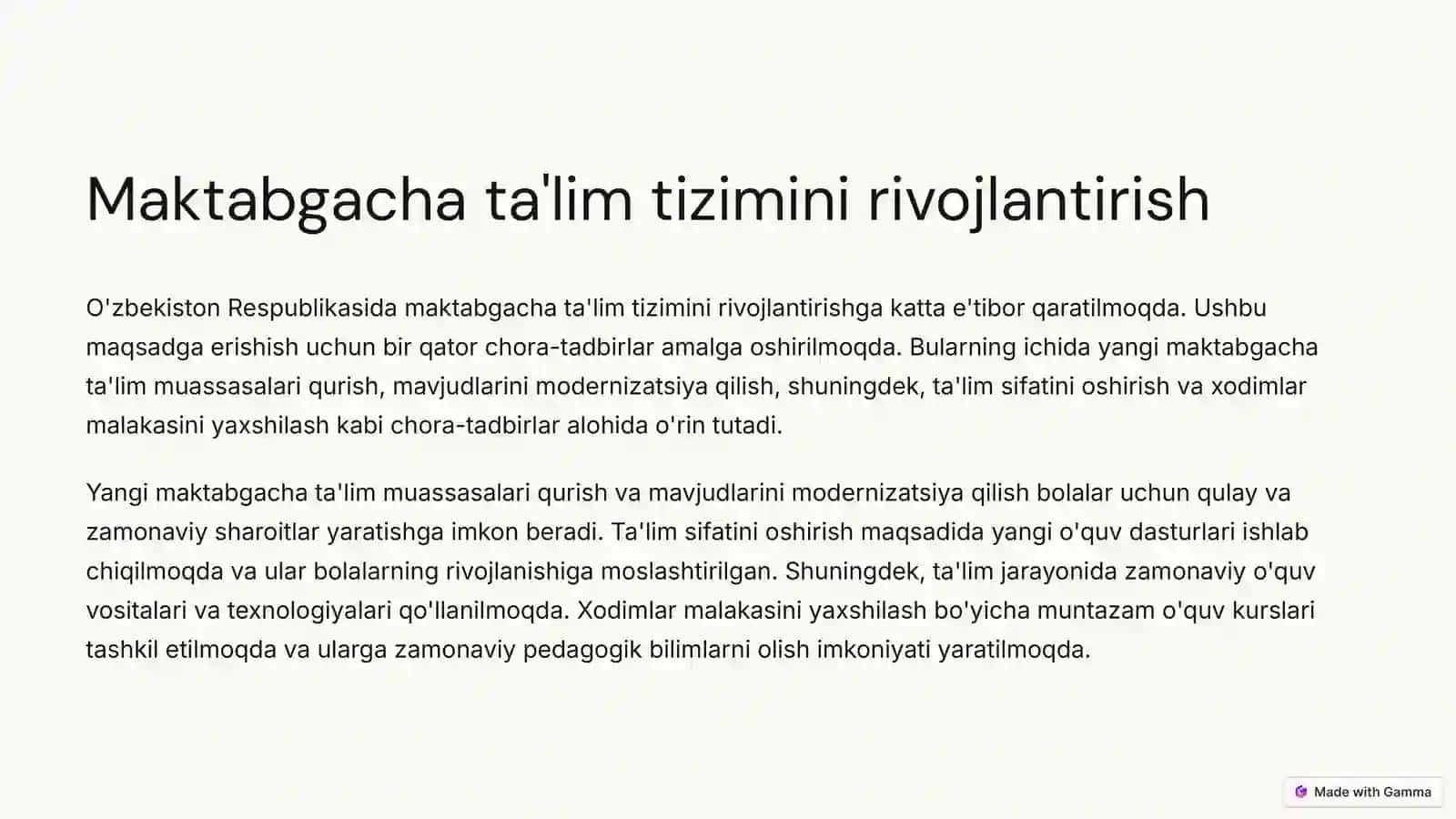 O'zbekiston Respublikasida talim sohasida amalga oshirilgan islohotlar 4