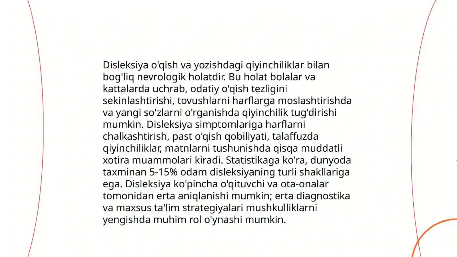 Disleksiya haqida tushuncha. Disleksiya tasnifi 4
