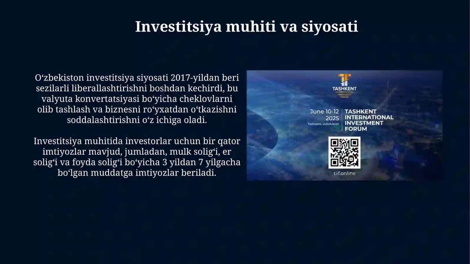 Oʻzbekistonning investitsiya dasturi: Umumiy koʻrinish 4