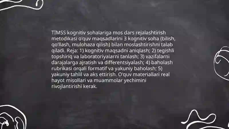 TIMSS xalqaro tadqiqotining tabiiy fanlar mazmuni boʻyicha kognitiv sohalarga doir topshiriqlar bilan ishlash metodikasi 4
