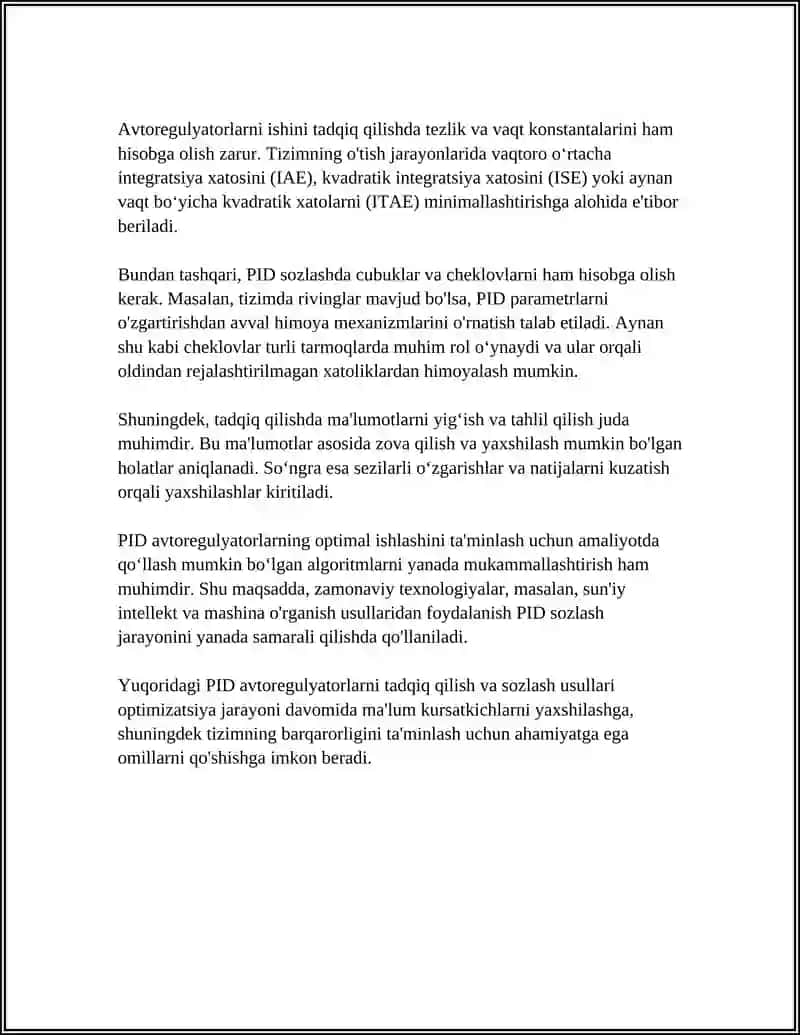 AVTOREGYATORLARNI ISHINI TADQIQ QILISH 4