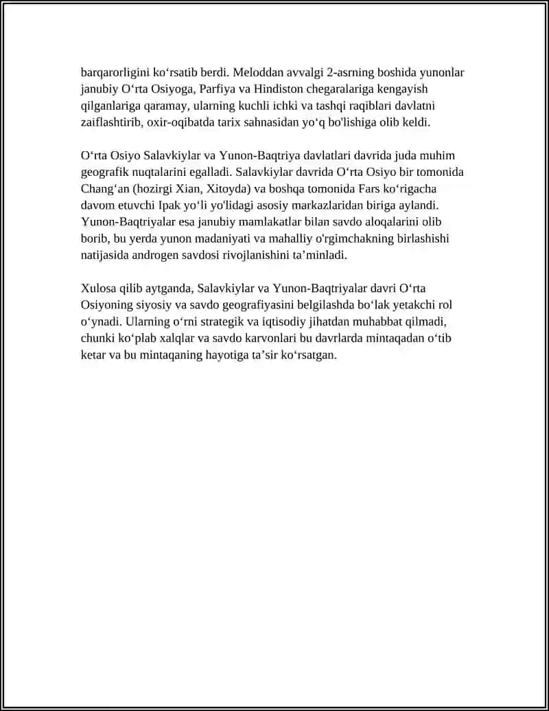 OʻRTA OSIYONING SALAVKIYLAR, YUNON-BAQTRIYA DAVLATLARIDAGI TARIXIY GEOGRAFIYASI 4