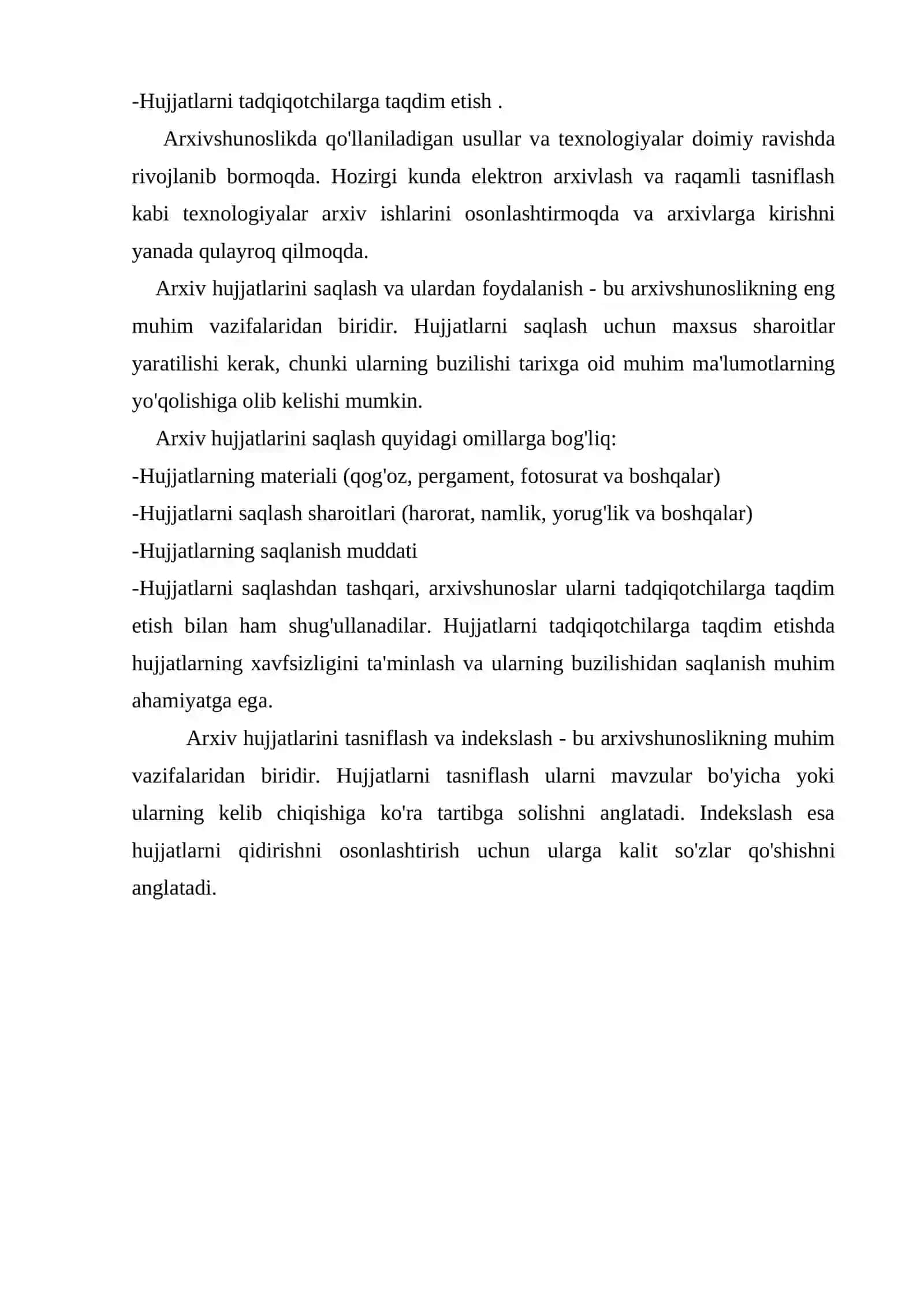 ARXIV FONDLARI, KOMPONENTLARI VA ARXIV HUJJATLARINI SAQLASH. ARXIVSHUNOSLIK KASBI 4