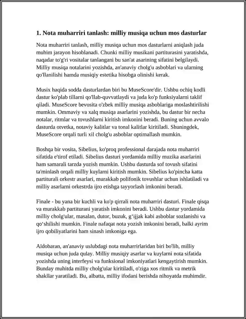 NOTA MUHARRIRI YORDAMIDA MILLIY MUSIQA KUYLARINI PARTITURASINI YARATISH 4