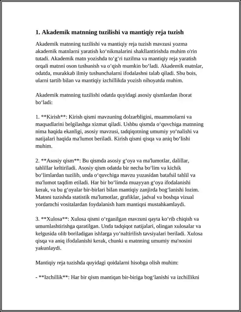YOZMA AKADEMIK MATNLARNI YARATISH KO'NIKMALARINI SHAKLLANTIRISH 4