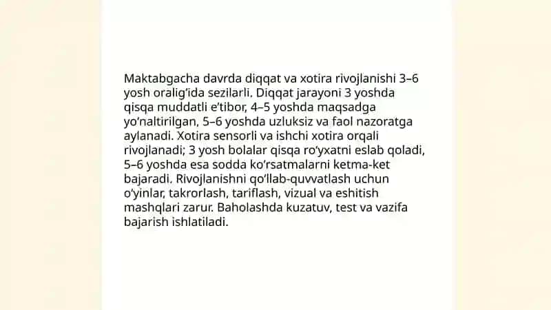 Maktabgacha yosh davrida psixik rivojlanish 4