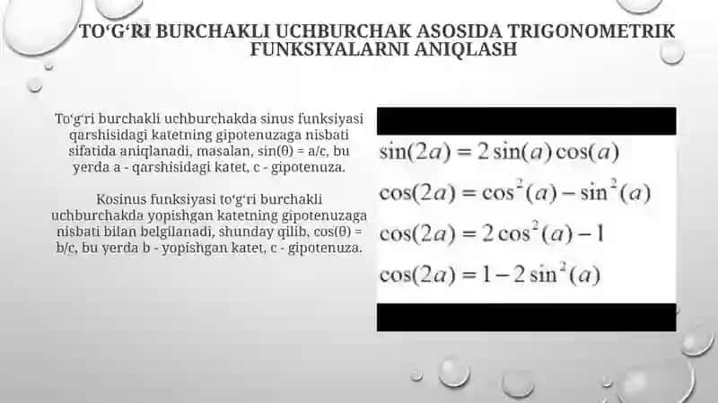 Eng sodda trigonometrik tenglamalarni yechish metodikasi va ularni yechishning asosiy usullari 4