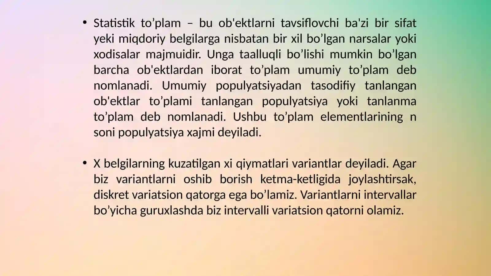 Microsoft Excel dasturida sonli ma’lumotlarni qayta ishlash texnologiyasi. Tibbiyot ma’lumotlarini komputer yordamida analiz qilish 4