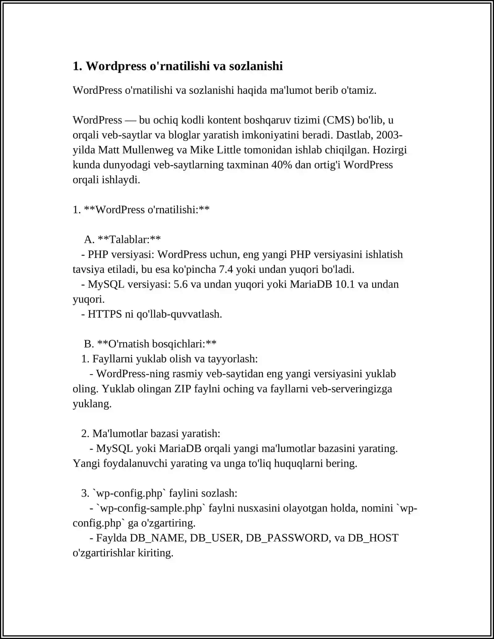 WEB SAYTLARNI YARATISHDA WORDPRESS - CMS TEXNOLOGIYASINI QO'LLASH 4