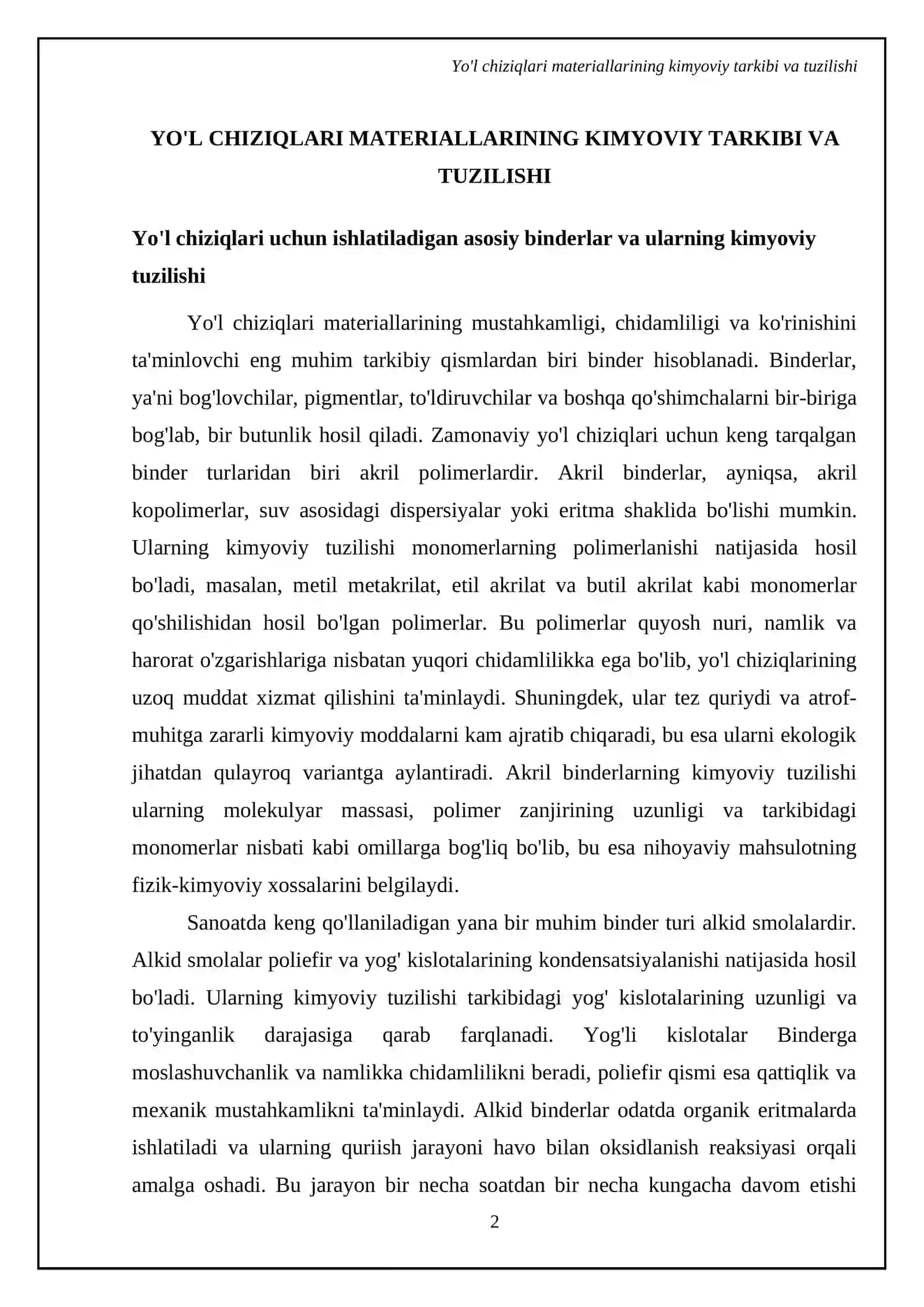 Yo'l chiziqlarning fizik-kimyoviy xossalari 4