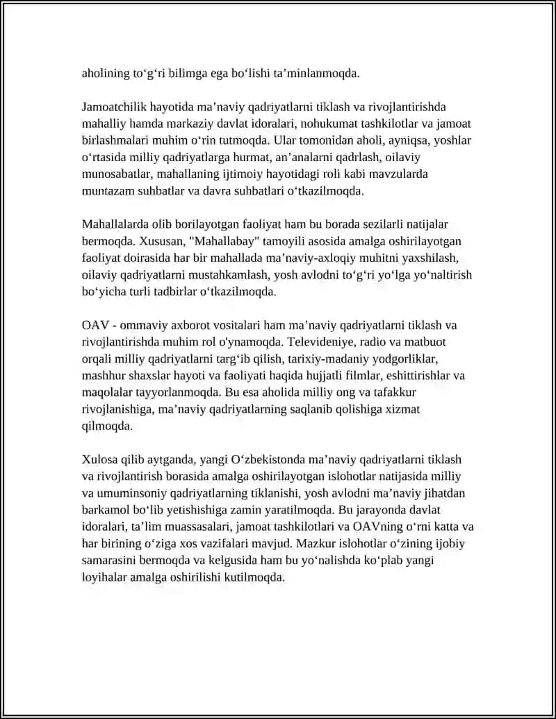 Maʼnaviy qadriyatlarni tiklash va rivojlantirish 4