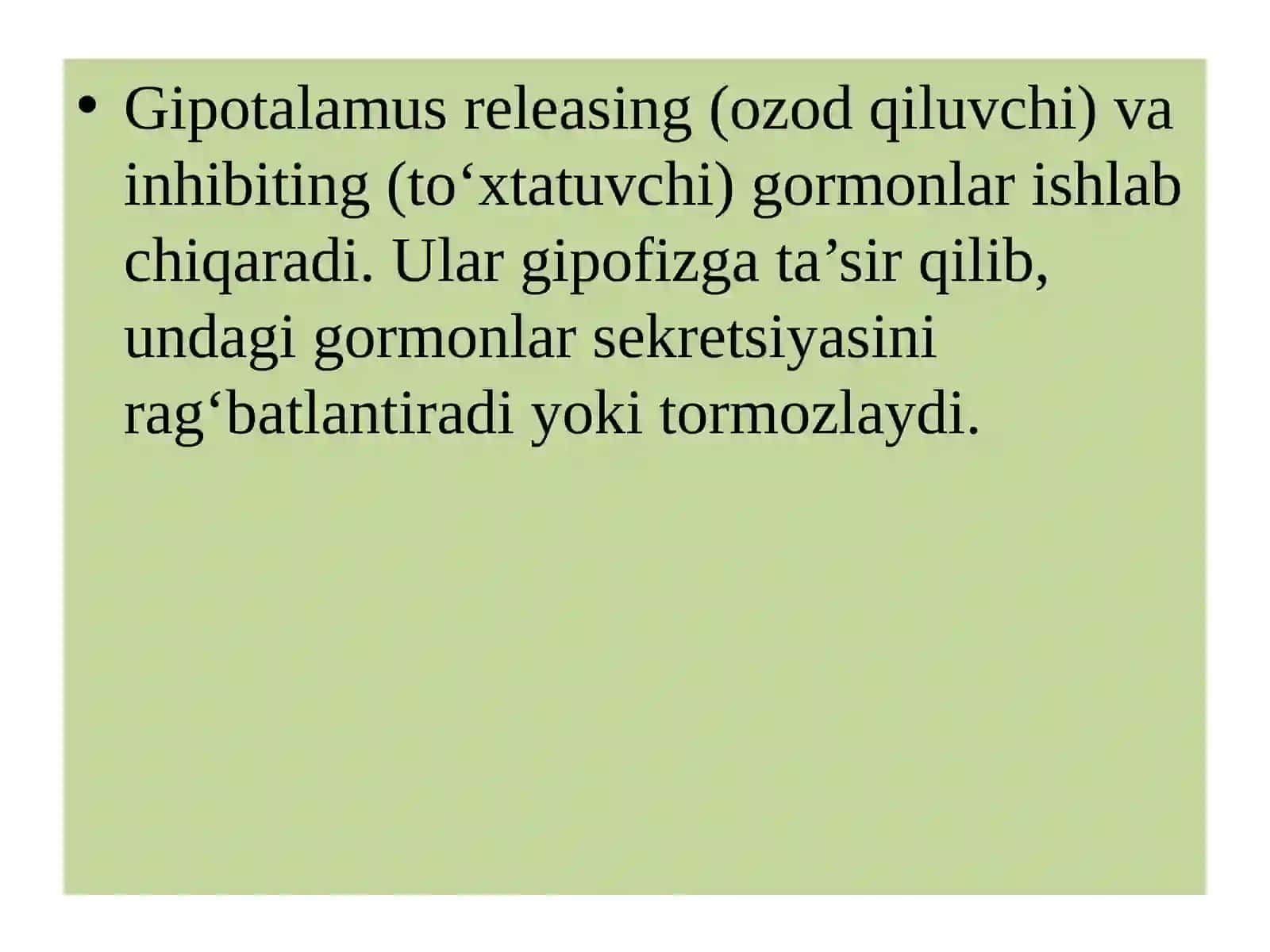 Gipotalamo-gipofizartizim:boshqaruvvata`sir 4