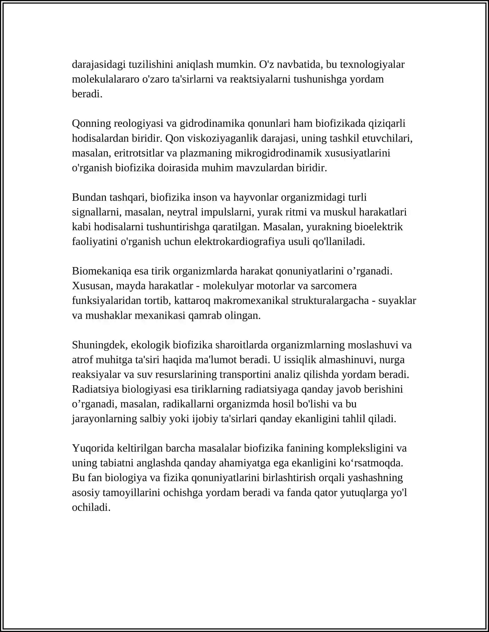 BIOLOGIK FIZIKA, INFORMATIKA, TIBBIY TEXNOLOGIYALARI KAFEDRASI 4