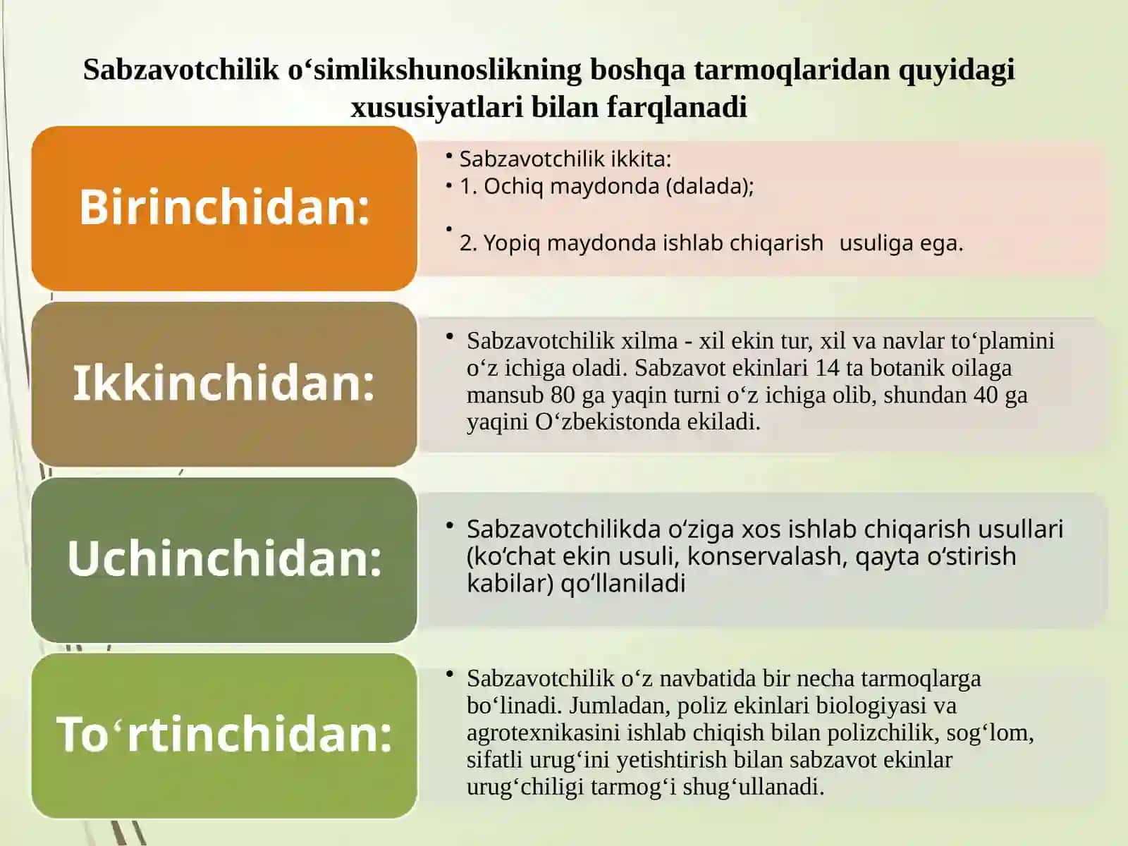 Sabzavotchilik fanining ahamiyati va istiqbollari 4