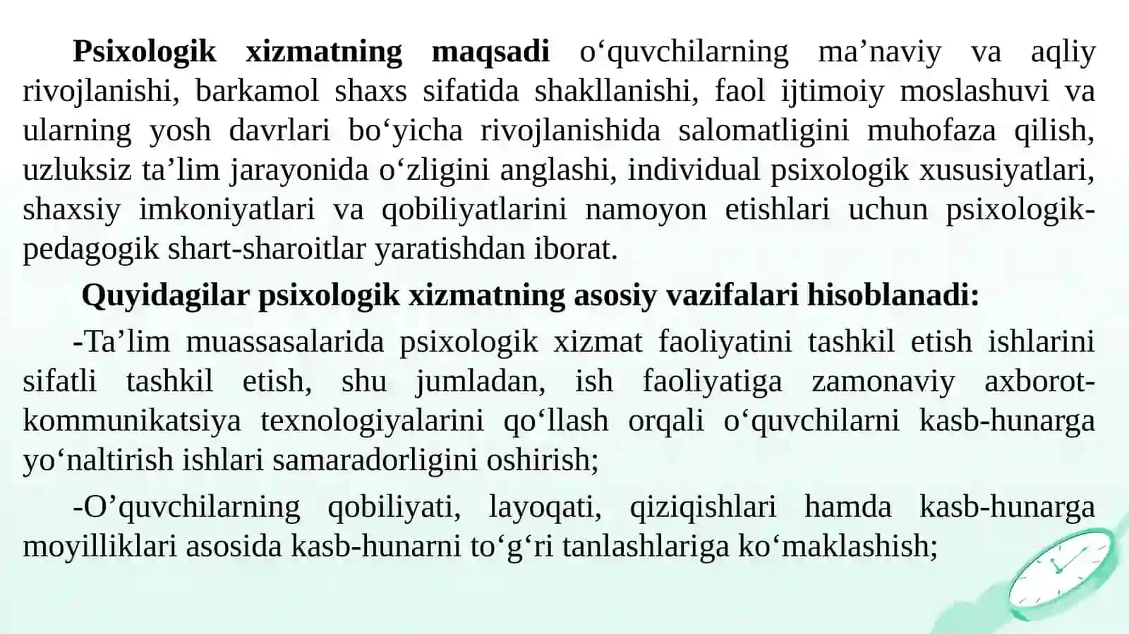 Ta'lim muassasasi psixologik xizmatining psixologik vazifalari 4