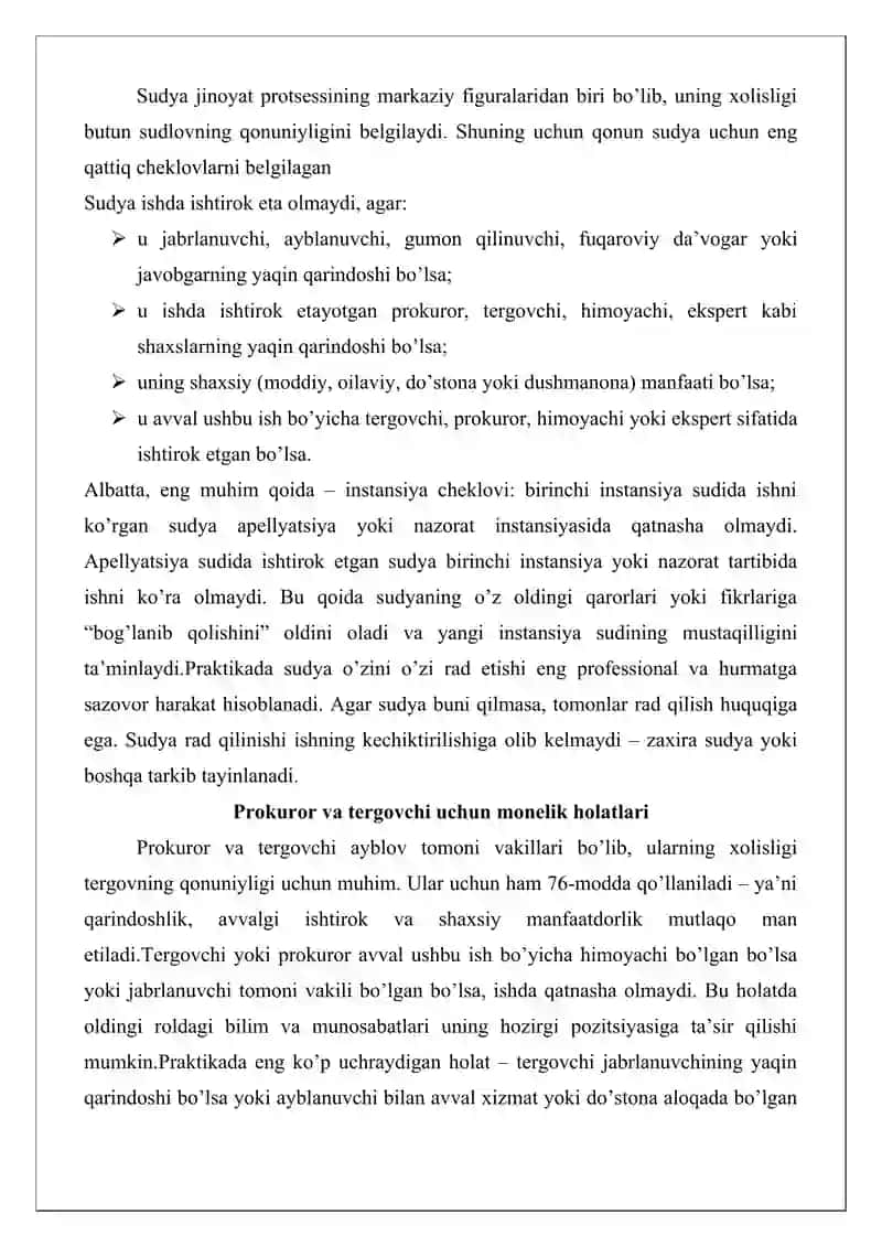 Jinoyat protsessida ishtirok etishga monelik qiladigan holatlar 4