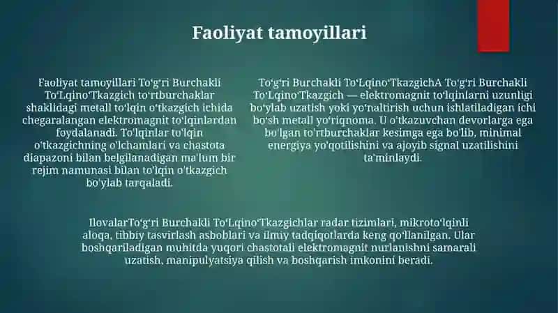 ToʻGʻRi Burchakli ToʻLqinoʻTkazgich 4
