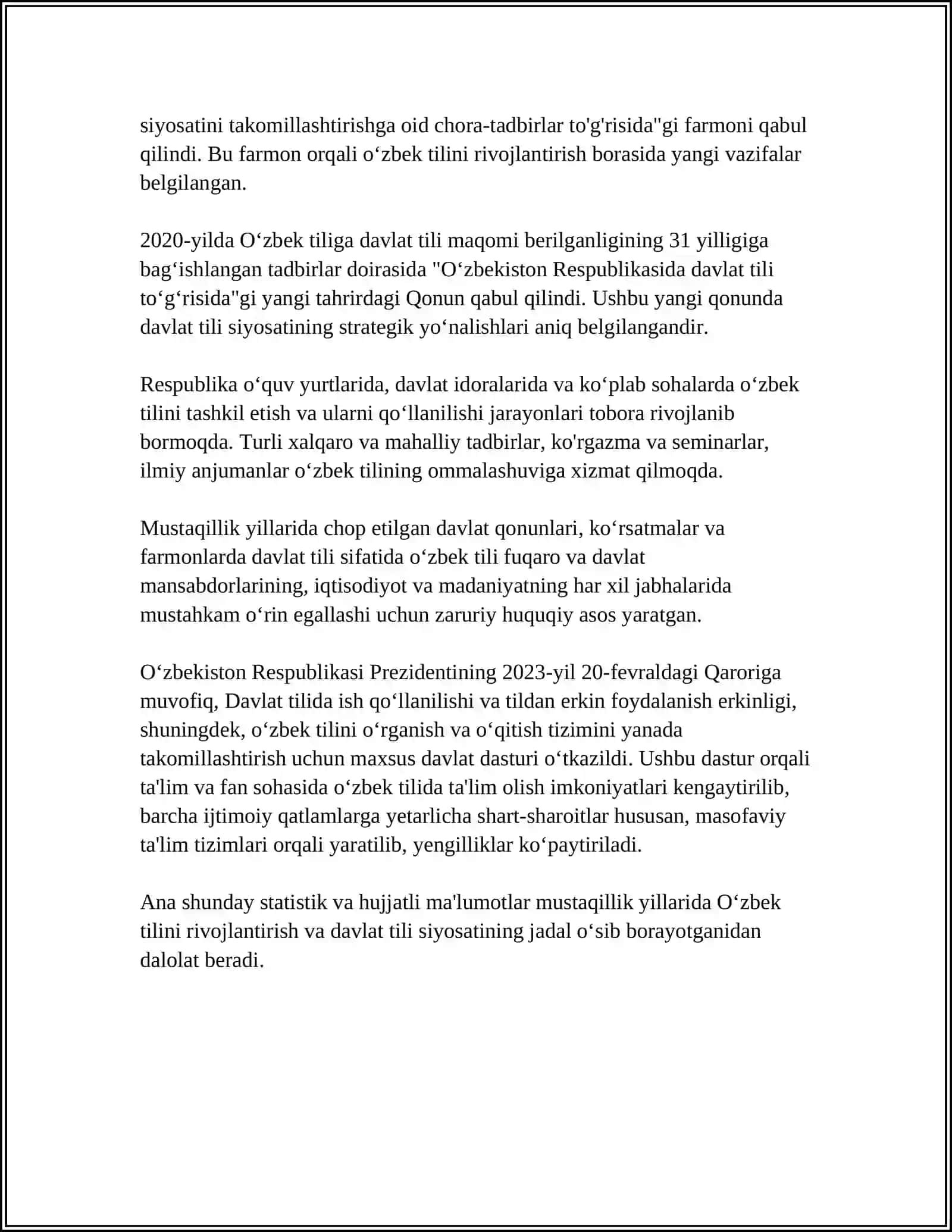 MUSTAQILLIK YILLARIDA OZBEKISTONDAGI MAʼNAVIY VA MADANIY TARAQQIYOT 4