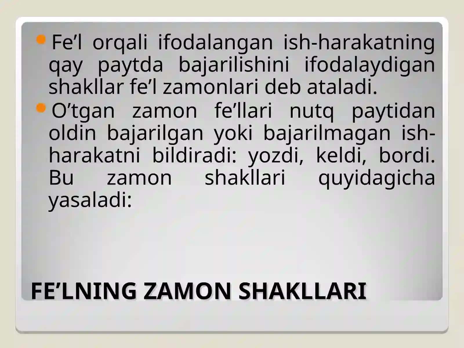 Feʼl soʻz turkumi va uni imlosini oʻrganishda qoʻllaniladigan taʼlimiy oʻyinlar tayyorlash 4