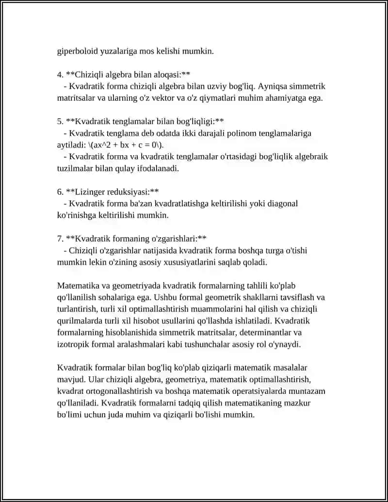 KVADRATIK FORMALAR 4