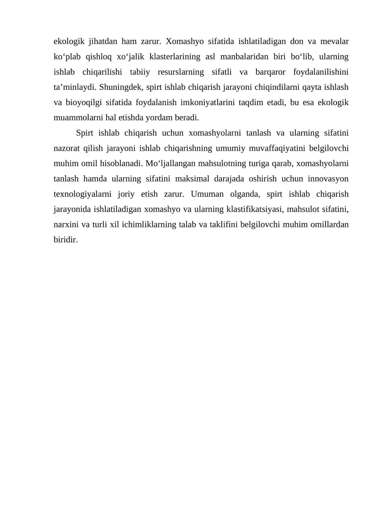 SPIRT ISHLAB CHIQARISH UCHUN ISHLATILADIGON XOMASHYOLAR VA ULARNI KLASTIFIKATSIYASI 4