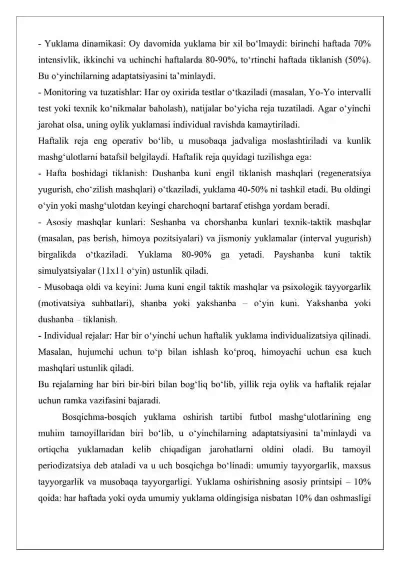 Futbol mashg‘ulotlarini rejalashtirish va nazorat qilish 4