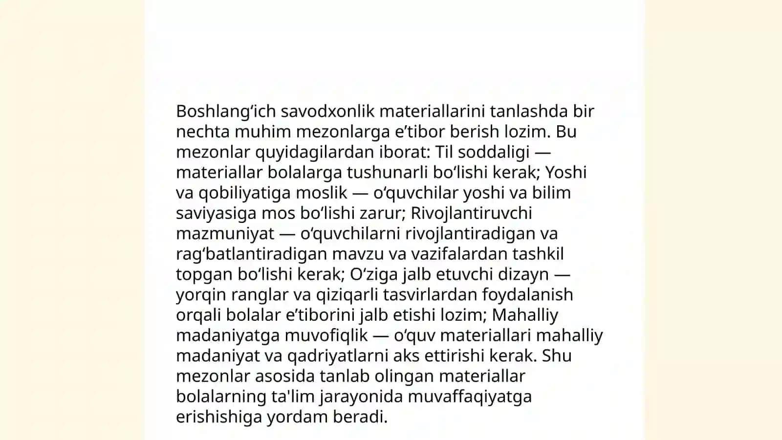 Tayyorlov guruhlarda savodxonlikka oʻrgatish taʼlimiy faoliyati va didaktik materiallar mazmunini takomillashtirish hamda ulardan samarali foydalanishni yoʻlga qoʻyish 4
