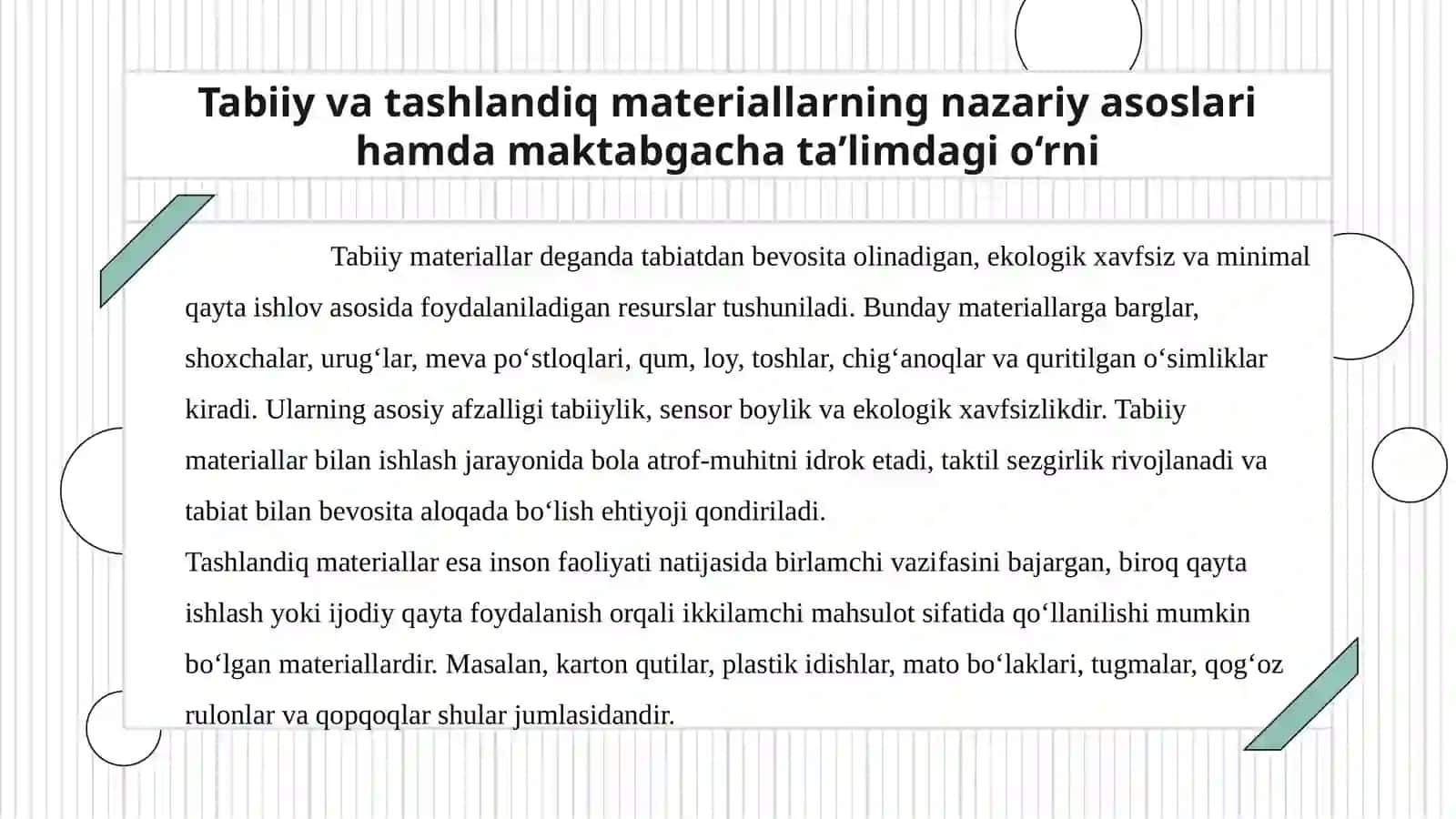 Tabiiy va tashlandiq materiallardan turli o‘yinchoqlar yasash 4