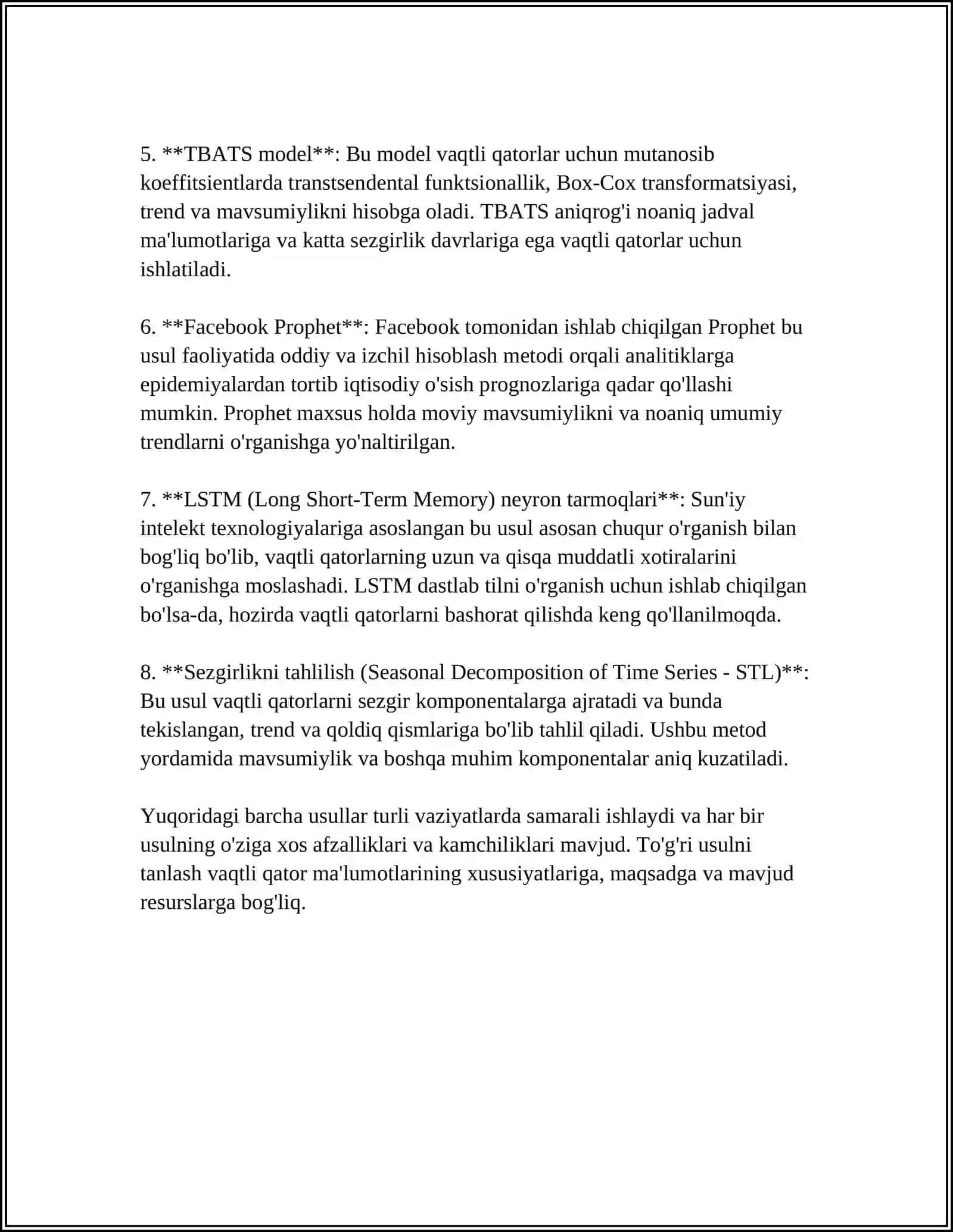 IQTISODIYOTDA VAQTLI QATORLAR TAHLILIDA SONLI QATORLAR TATBIQILARI 4