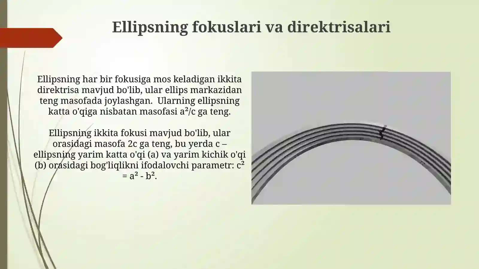 Ikkinchi tartibli chiziqlar. Ellip, Parobola va Giperbola 4