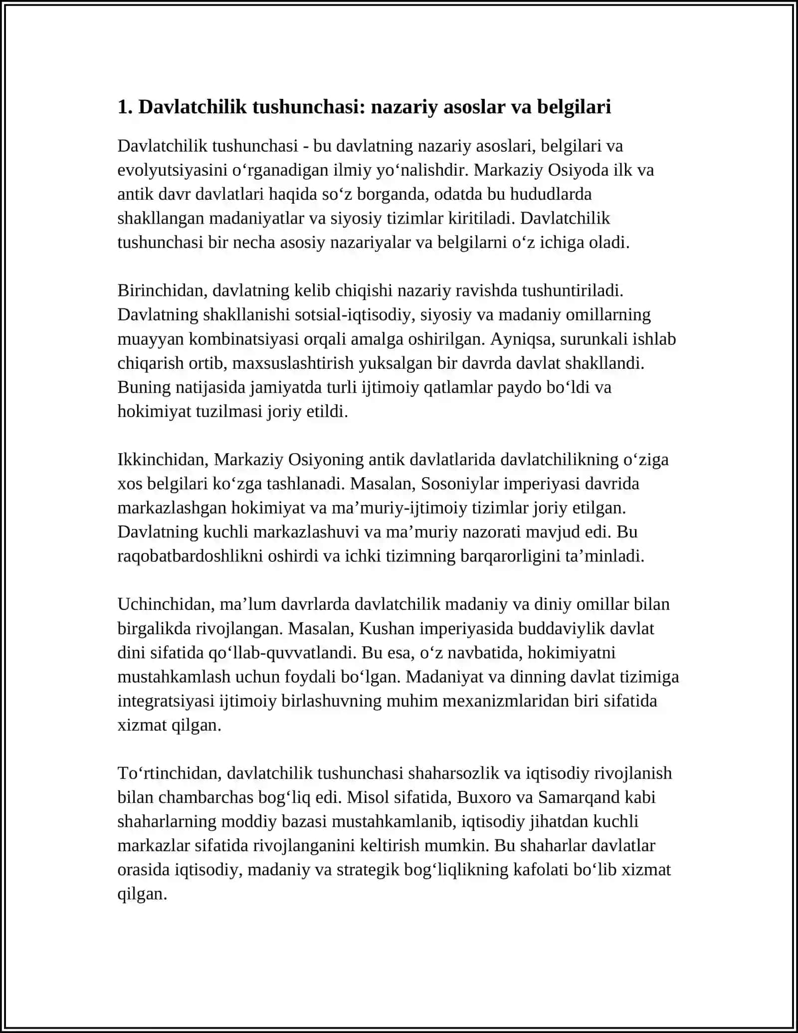 DAVLATCHILIK TUSHUNCHASI.MARKAZIY OSIYO HUDUDIDAGI ILK VA ANTIK DAVR DAVLATLARI 4