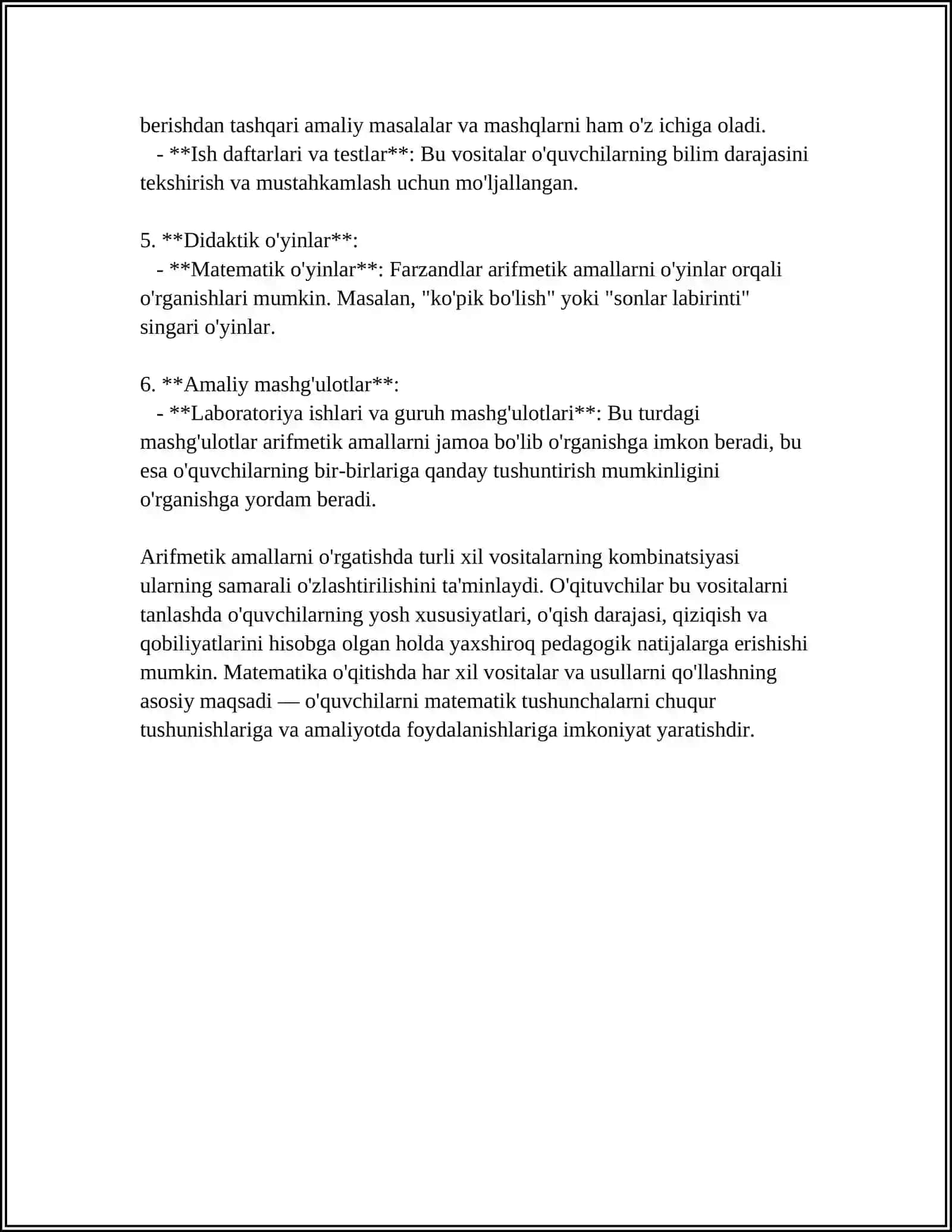 ARIFMETIK AMALLAR MAVZUSI BOʻYICHA DARSLARNI KOʻRGAZMALI QUROLLAR BILAN TAʼMINLASH 4