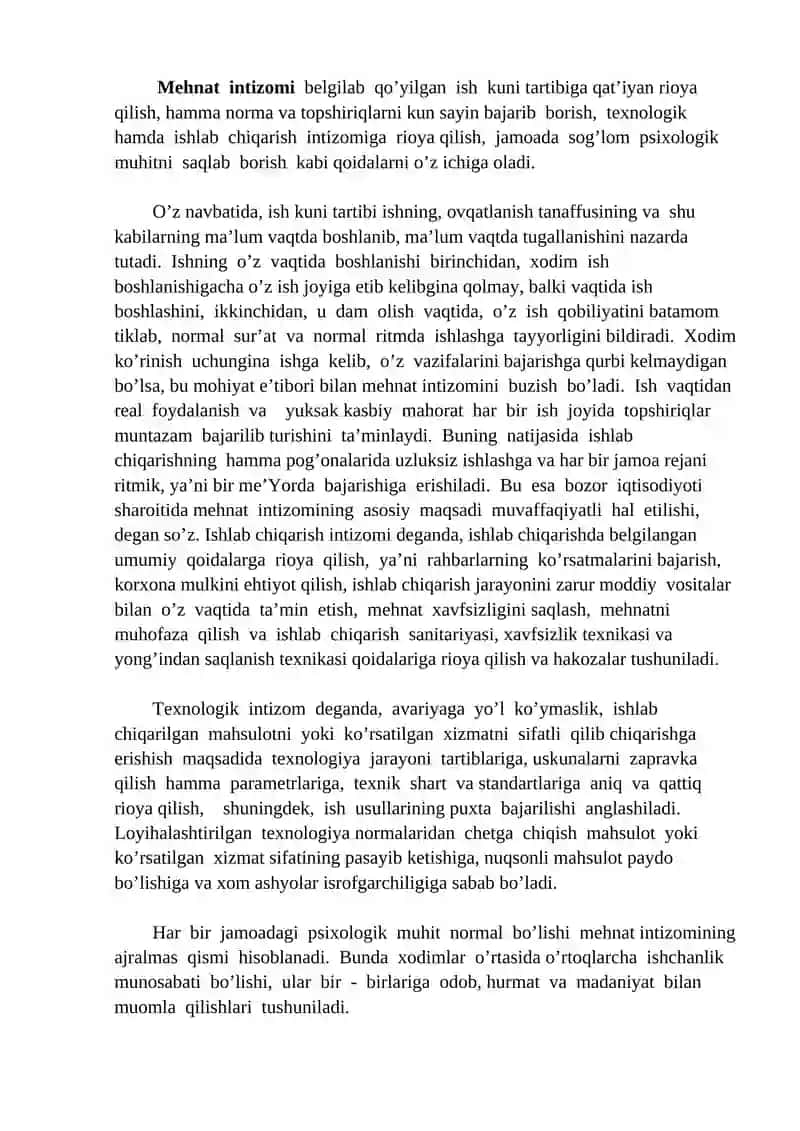 Mehnat intizomining o’rni va uni mustahkamlashga qaratilgan chora-tadbirlar 4