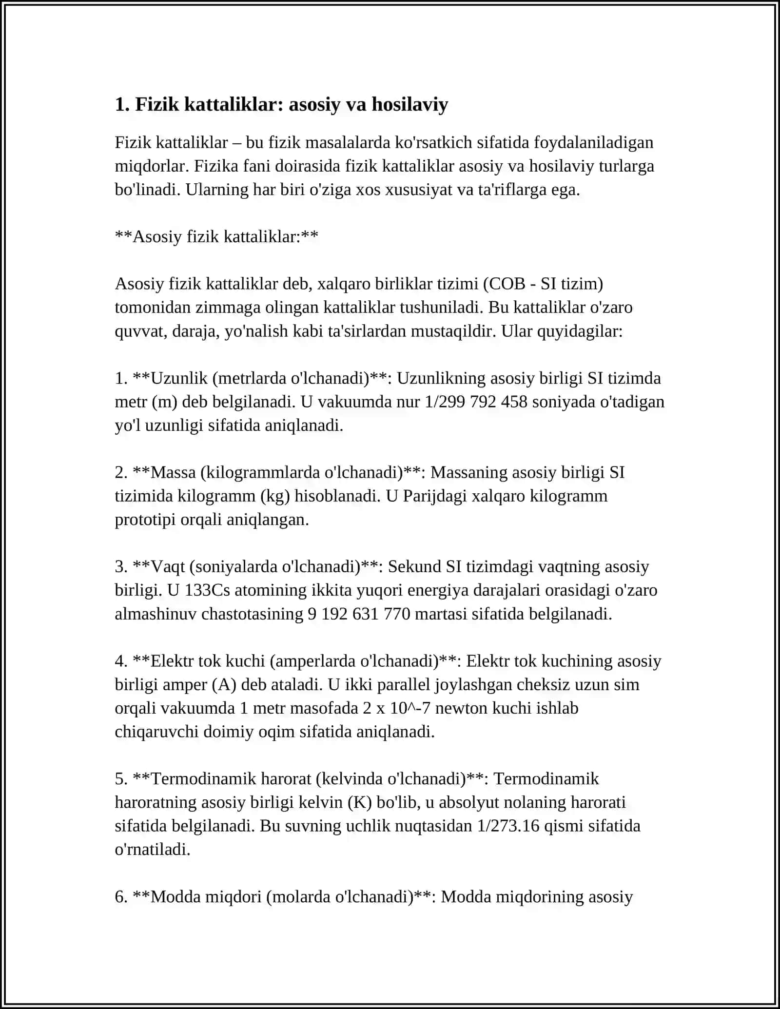 FIZIK KATTALIKLAR VA ULARNING BIRLIKLARI. XATOLAR NAZARIYASI 4