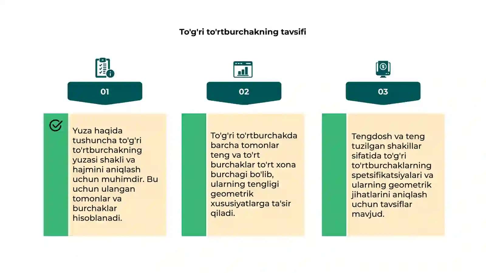 To'g'ri to'rtburchakning yuzi 4