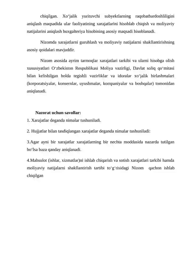 Xarajatlar to'g'risidagi umumiy qoidalar 4