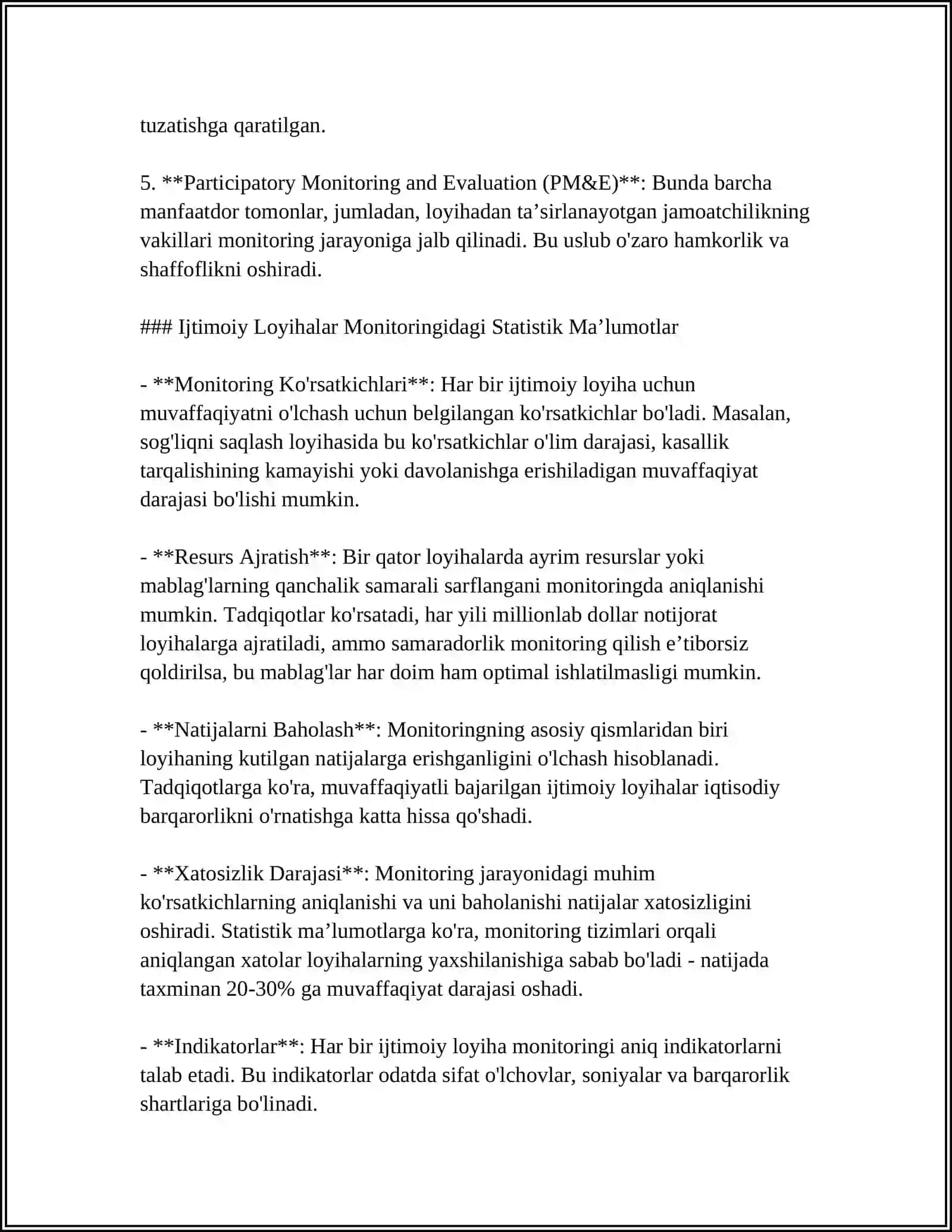 IJTIMOIY LOYIHALARNING NATIJALARNI MONITORING QILISH JARAYONI 4