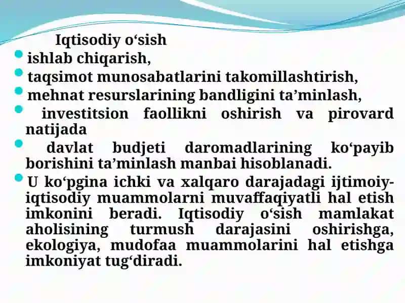 Iqtisodiy O'Sish 4