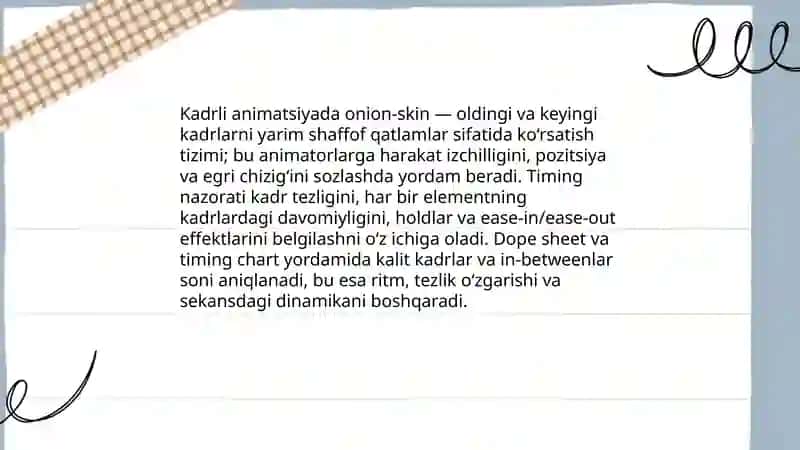Kompyuter animatsiyasi usullari(Kadrli animatsiya. Harakatni o'zgartirish animatsiyasi. Shaklni o'zgartirish animatsiyasi(morphing).Dasturiy animatsiya 4