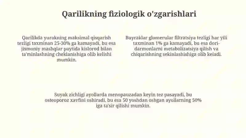 Keksa bemor keksa organizmning fiziologik xususiyatlari 4