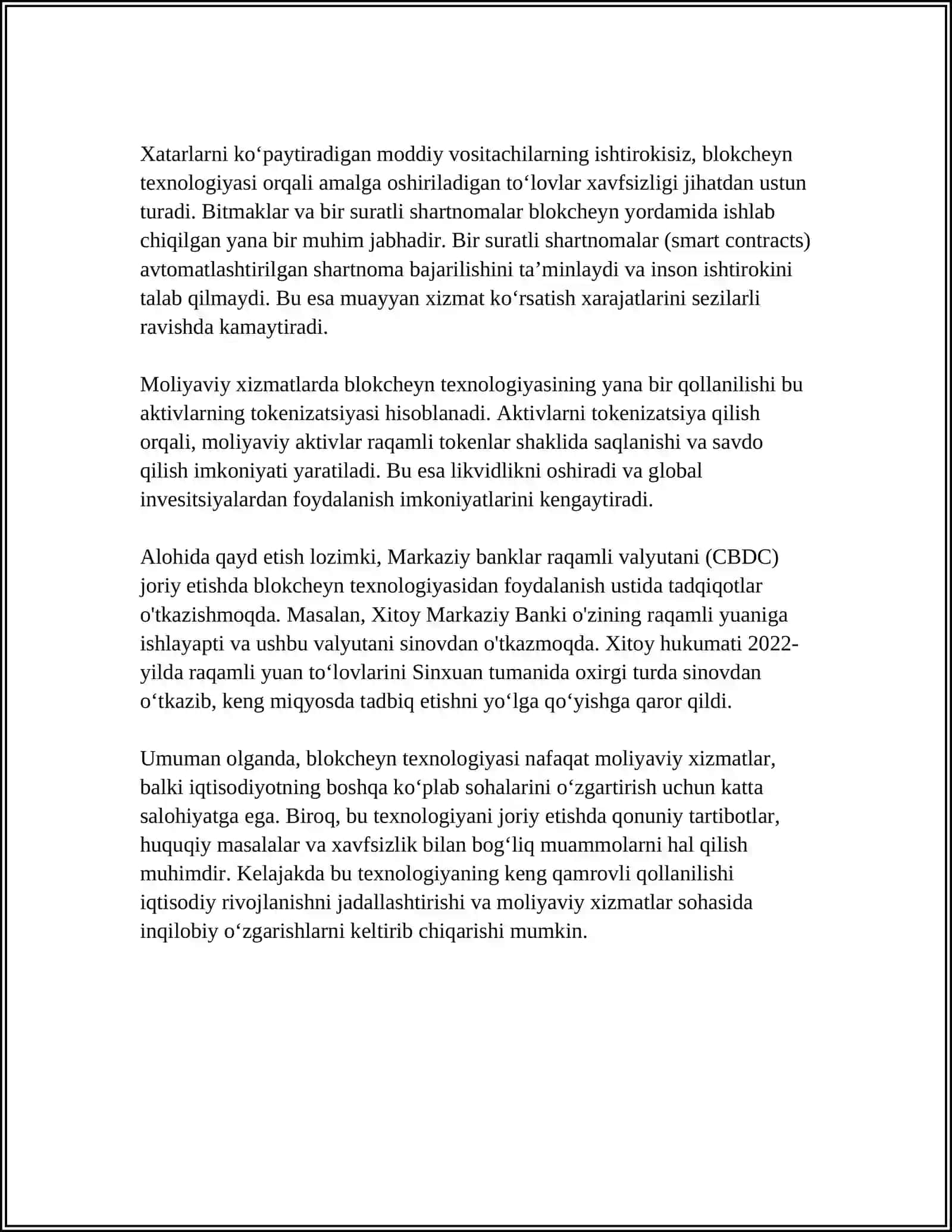 Moliyaviy xizmatlarda blokcheyn texnologiyasi 4